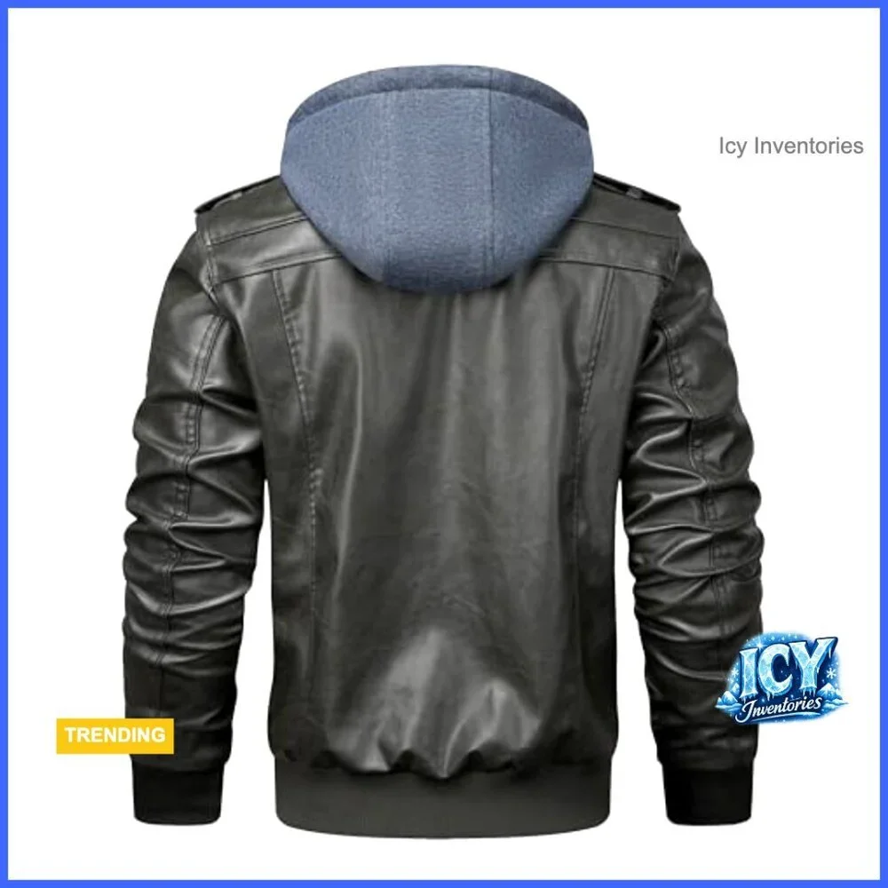 Men's Faux Leather Jacket Lapel Zip-Up Slim Fit Coat